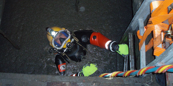 Industrial diver in the clarifier Germany 